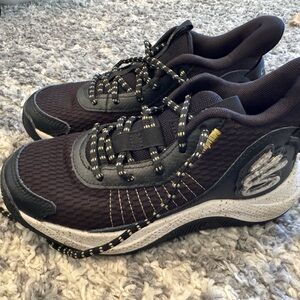 Under Armour Black and Gray Kids Sneakers